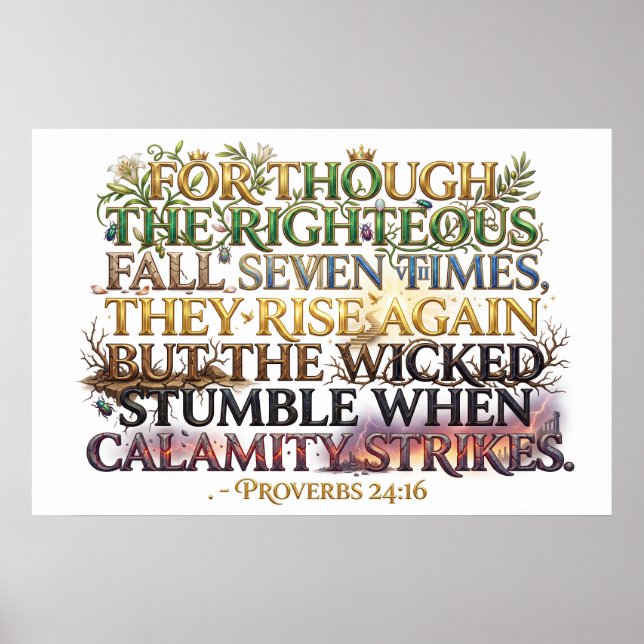 Poster Righteous Rise Again Though They Fall Seven Times (Frente)