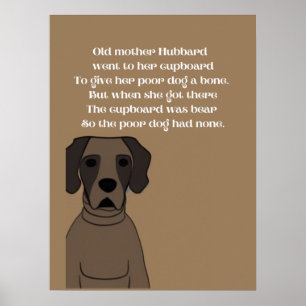 Poster rima da velha Mãe Hubbard cachorro fofo em marrons