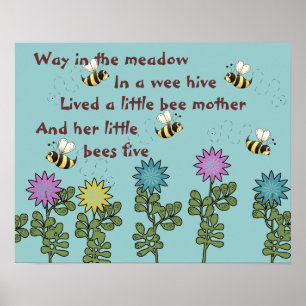 Poster Rima Infantil Country Bees and Flowers Nursery