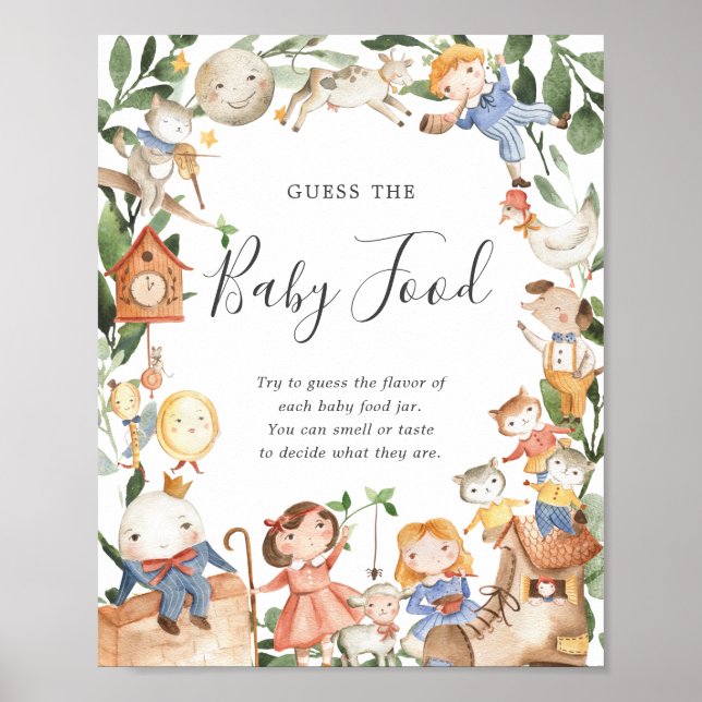 Poster Rimas Infantis Chá de Bebê Adivinhe a Comida do Be (Frente)