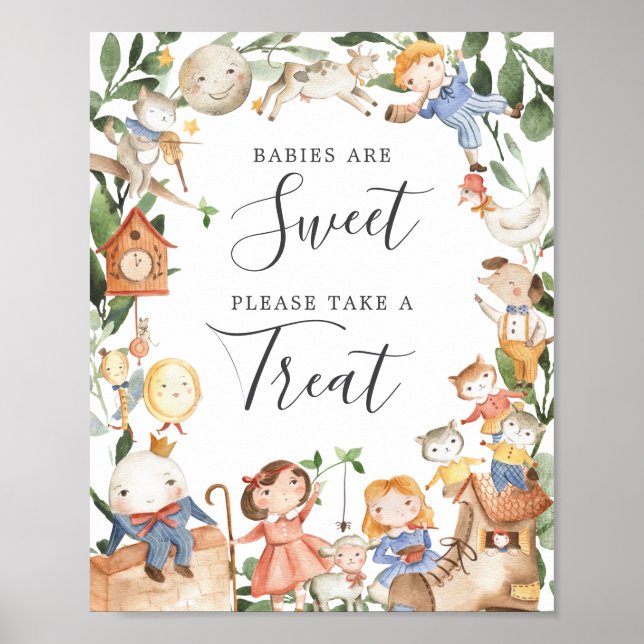 Poster Rimas Infantis Chá de Bebê Os Bebês São Doce Sinal (Frente)