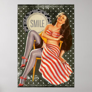 Poster Rindo de Brunette Pin-up Girl