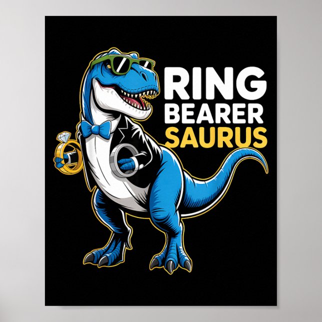 Poster Ring Bearer T-rex Dino Funny Wedding Party Ring Di (Frente)
