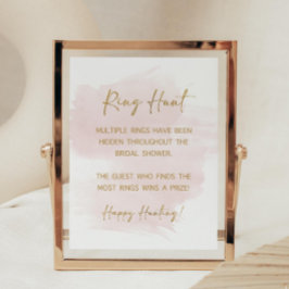Poster Ring Hunt Blush e Dourado sinal de jogo de Chá de 