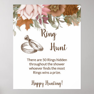 Poster Ring Hunt Chá de panela Boho Autumn Sinal