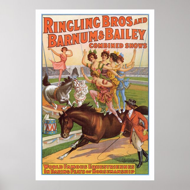 Pôster Ringling Bros. Equestriennes Advertisement de 1910 (Frente)