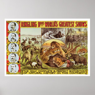 Pôster Ringling Bros. Propaganda 1900's do animal