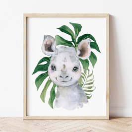 Poster Rinoceronte, Animais da Selva, Animais de Safari, 
