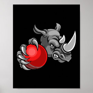 Poster Rinoceronte Cartoon Desenho Esportivo Mascote do T