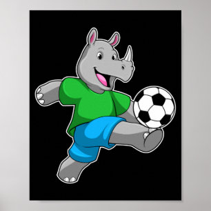 Poster Rinoceronte como jogador de futebol com camiseta d