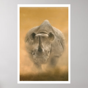 Poster Rinoceronte de carregamento - Pastels