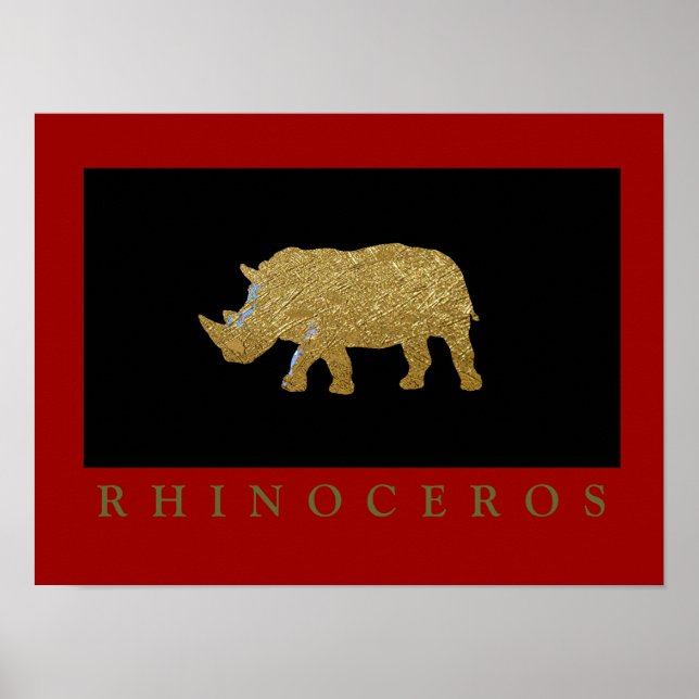 Pôster Rinoceronte impresso ouro (Frente)
