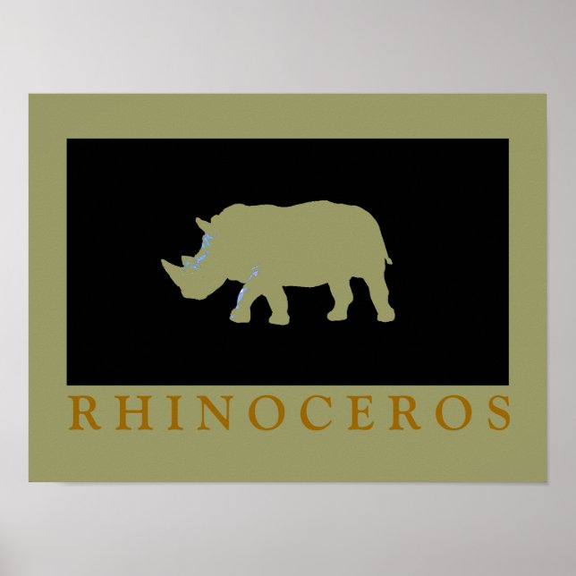 Pôster Rinoceronte imprimiu ideia de decoração (Frente)