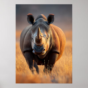 Poster Rinoceronte Majestoso nas terras Ouros
