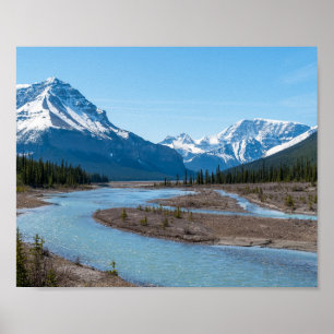 Poster Rio ao longo da estrada Icefields Parkway 93 - Can