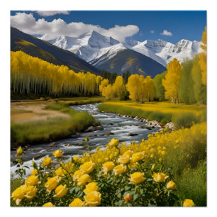 Pôster Rio Aspen, Montanhas de Neve Amarelas