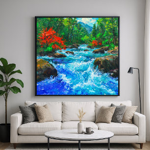 Poster Rio Através da Floresta - Estilo de Arte Impressio