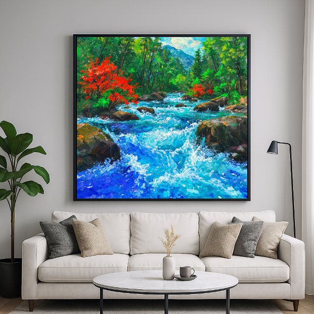 Poster Rio Através da Floresta - Estilo de Arte Impressio (Criador carregado)