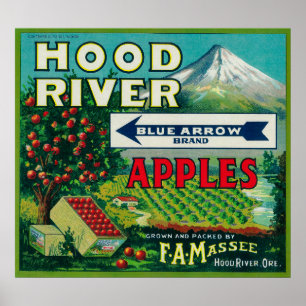 Pôster Rio azul de LabelHood da caixa de Apple da seta,