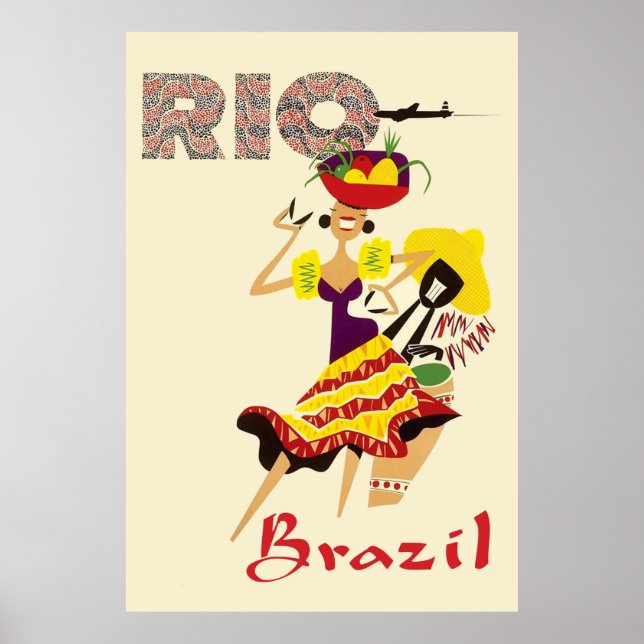 Poster Rio, Brasil, Dançarina Brasileira com baterista (Frente)