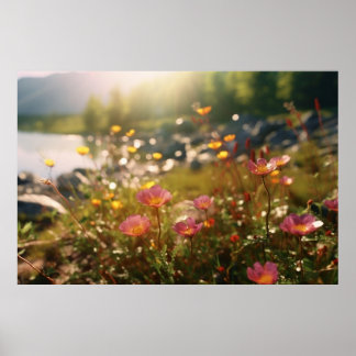 Poster Rio com Flores Rosa e Amarelo