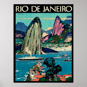 Poster Rio de Janeiro, barcos de turista na costa