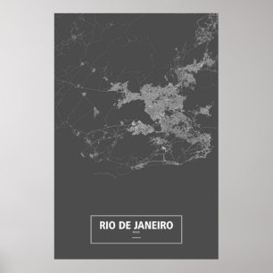 Poster Rio de Janeiro, Brasil (branco no preto)