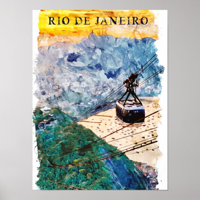 Poster Rio de Janeiro Brasil Watercolor Art (Frente)