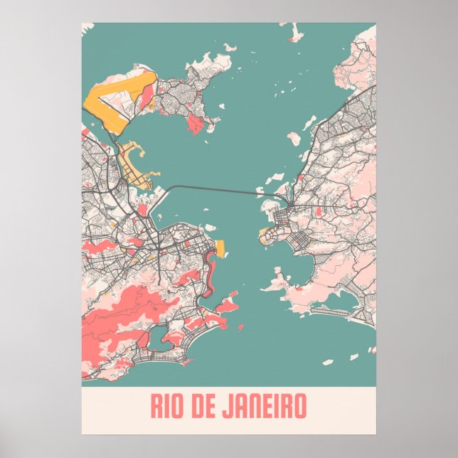 Poster Rio De Janeiro - Brazil Chalk City Map (Frente)