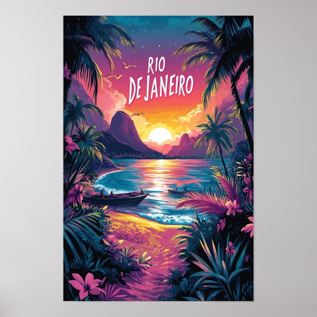 Poster Rio de Janeiro Brazil Vintage Travel (Frente)