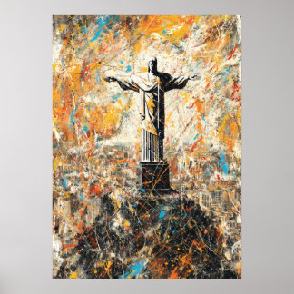 Poster Rio de Janeiro Christ the Redeemer Abstract Drip