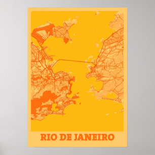 Poster Rio de Janeiro - Mapa da Cidade Sunset do Brasil