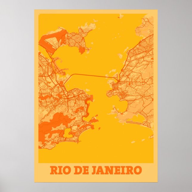 Poster Rio de Janeiro - Mapa da Cidade Sunset do Brasil (Frente)