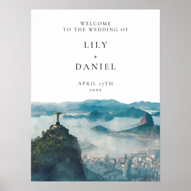 Poster Rio de Janeiro Skyline Wedding Welcome Sign (Frente)