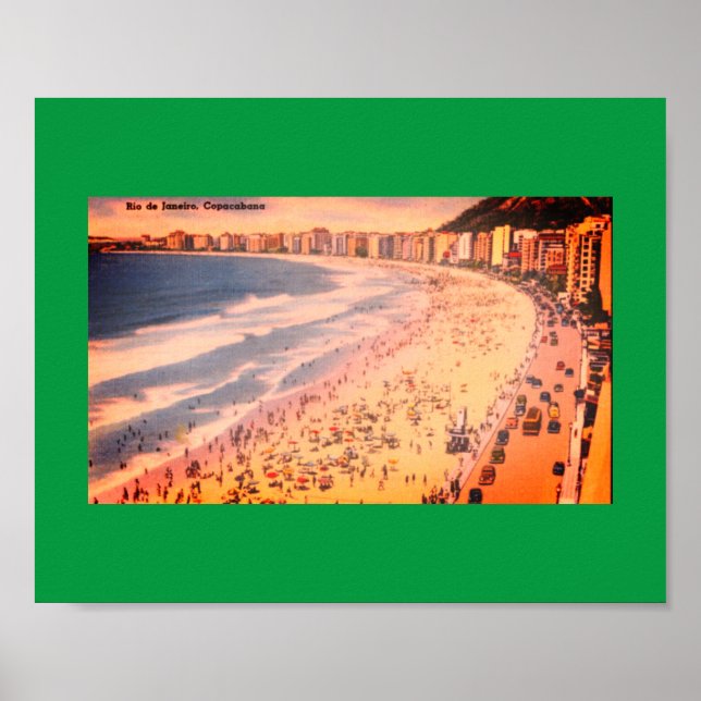 Poster Rio de Janeiro, Vintage Copacabana Beach, Brasil (Frente)