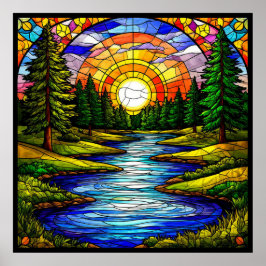 Poster Rio em uma Floresta no Sunset