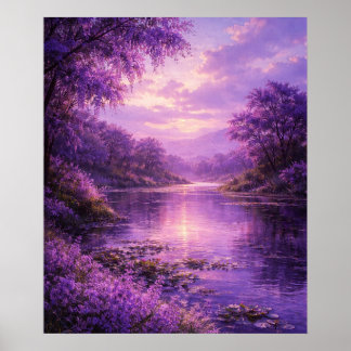Poster Rio Encantado Sob o Céu Roxo