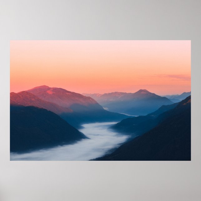 Poster Rio Foggy Soča ao nascer do sol (Frente)