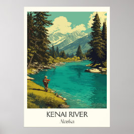 Poster Rio Kenai Alasca Pesca Deserto
