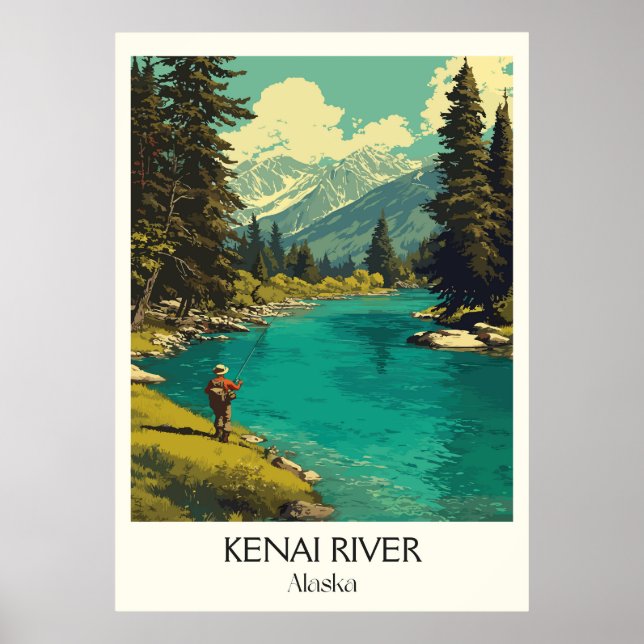 Poster Rio Kenai Alasca Pesca Deserto (Frente)