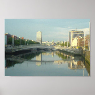 Poster Rio Liffey no centro de cidade de Dublin