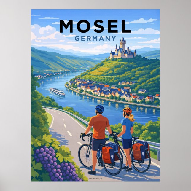 Poster Rio Mosela Alemanha Viagem Vintage (Frente)