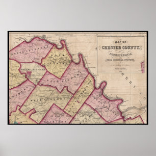 Poster Rio Schuylkill, Mapa do Condado de Chester, em 184