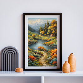 Poster Rio Sussurrante Através dos Picos de Outono