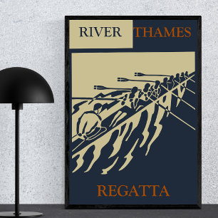 Poster Rio Thames Regatta Vintage, Retrô Reverso