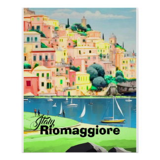 Pôster Riomaggiore Itália Cartão Postal de Viagem | Lembr