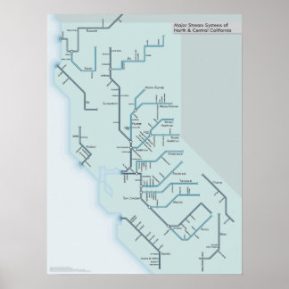 Poster Rios Norte e Central da Califórnia 18" x 24"
