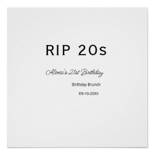 Pôster RIP 20s aniversário de 21 anos simples data mínima
