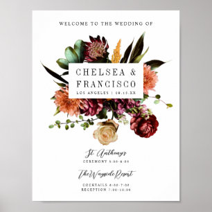 Poster Riqueza do Primavera Floral Wedding Bem-vindo