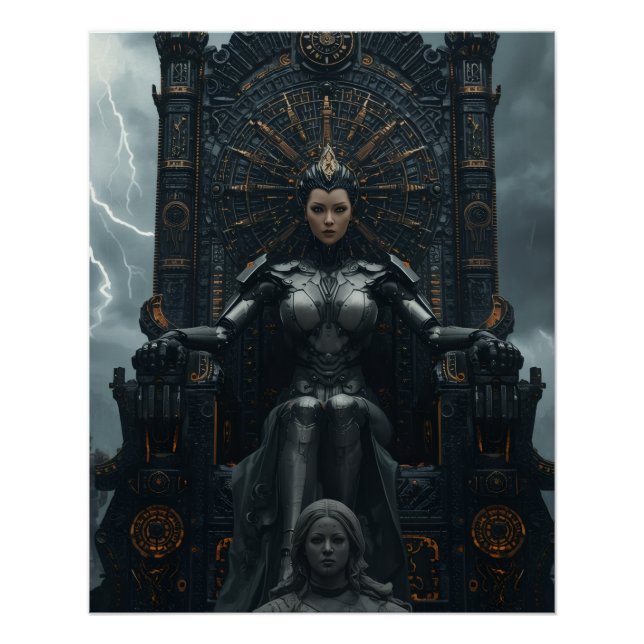 Pôster  Rise of the AI Empress: Sci fi Cyberpunk Poster (Frente)